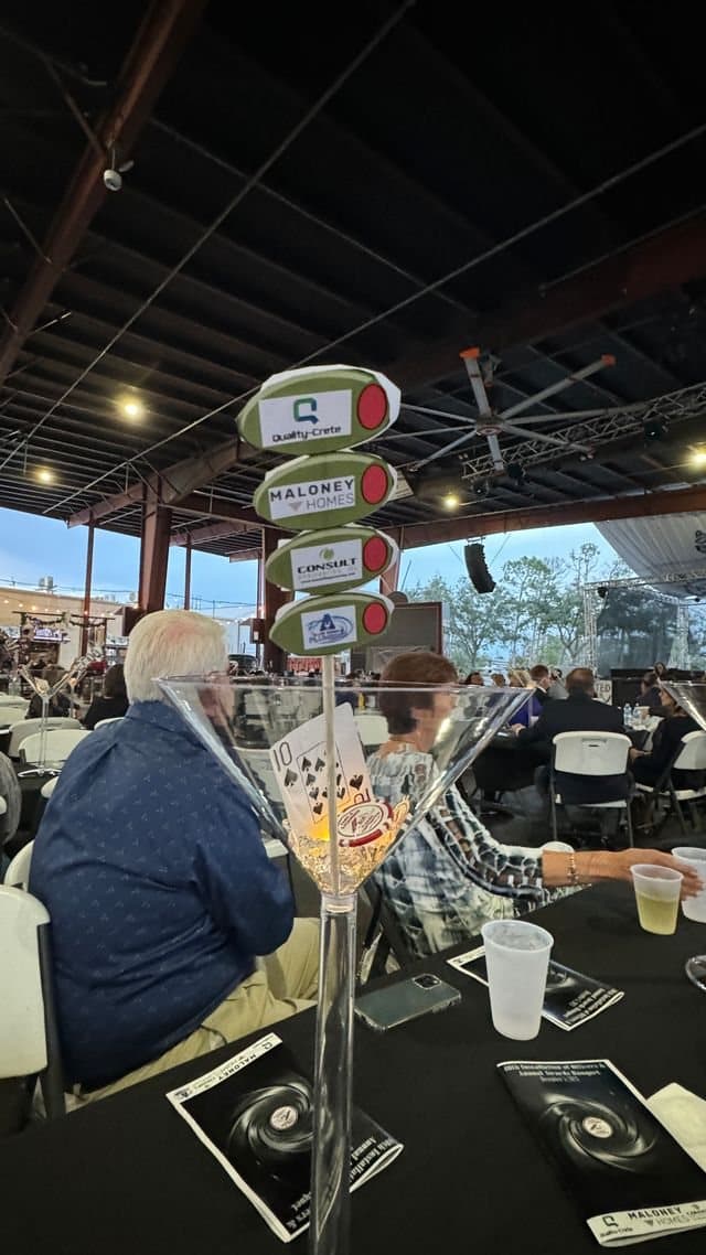 Sponsor signs at a community banquet